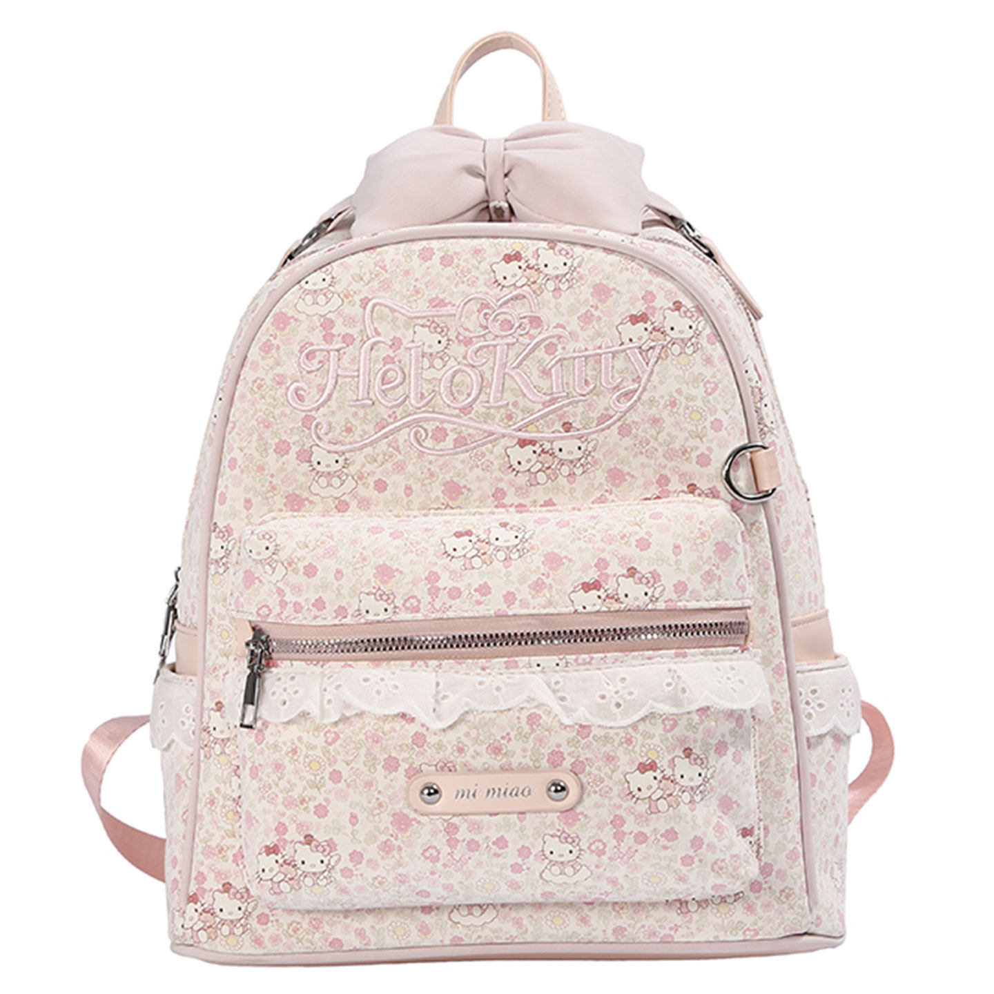 Flores de viaje femenina 2026 clase caricatura lindo nuevo tipo de mochila gato arco mochila de viaje