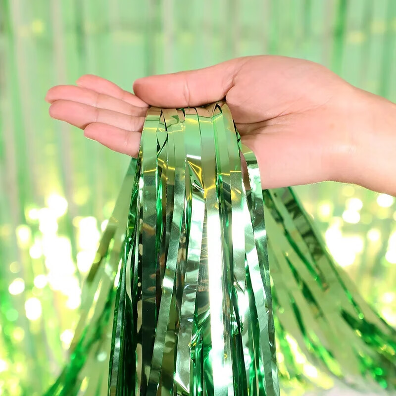 Decoración de bordillo cortina de seda de lluvia fiesta de cumpleaños boda fondo pared decoración de diseño brillante cuadrado cortina de seda de lluvia bordillo