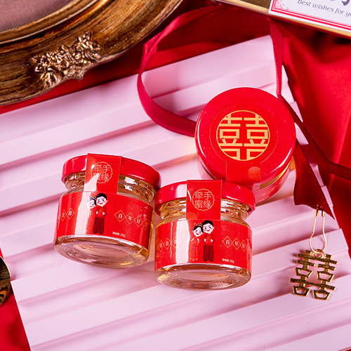 Happy honey souvenir wedding honey small jar OEM custom creative wedding happy honey 28g honey souvenir return gift