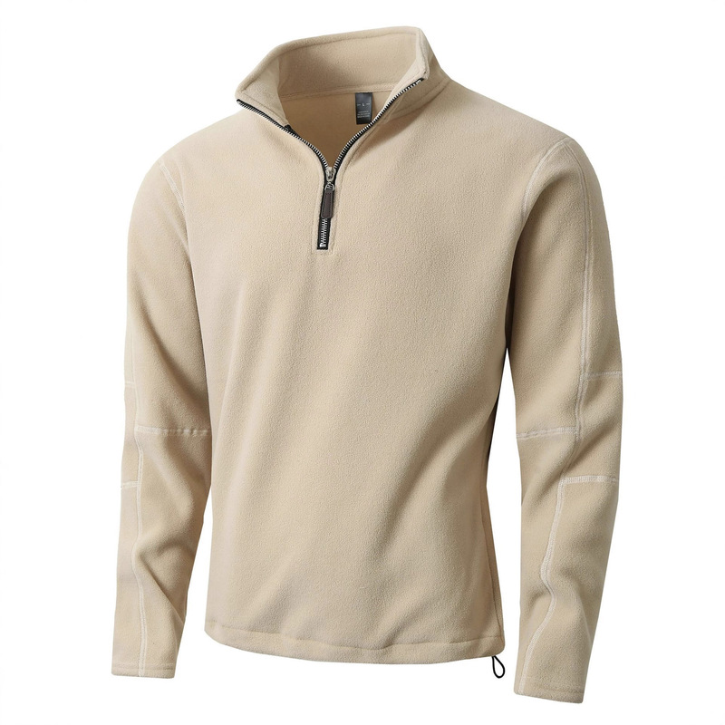 Cross-Border Amazon Autumn and Winter New Style Stand-Up Collar Half-Zip Fleece Sweatshirt Solid Color Versatile Men's Thermal Layer Base Layer Cross-Border Amazon Autumn and Winter New Style Stand-Up Collar Half-Zip Fleece Sweatshirt Solid Color Versatile Men's Thermal Layer Base Layer