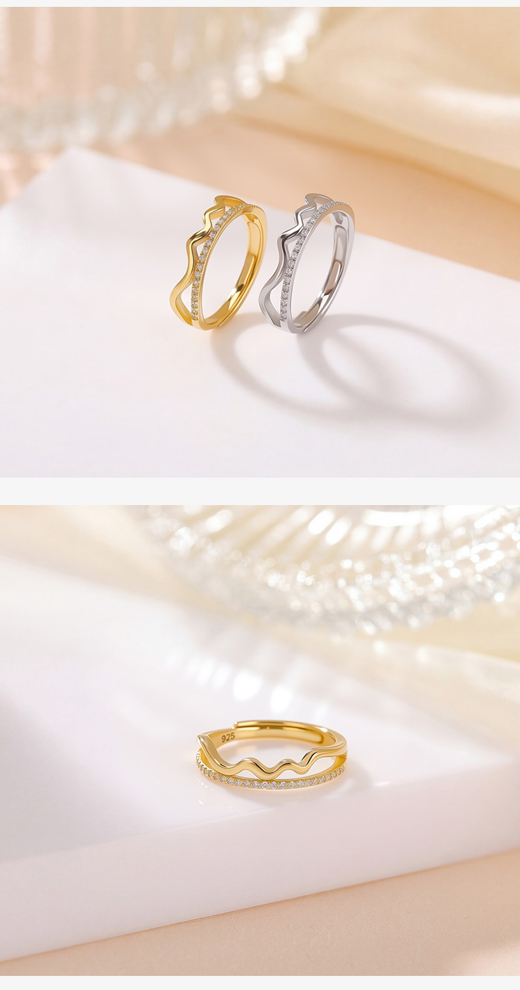 Bộ 100 nhẫn bạc S925 đơn giản vòng tròn mở điều chỉnh được — Loại bạc chi tiết 4