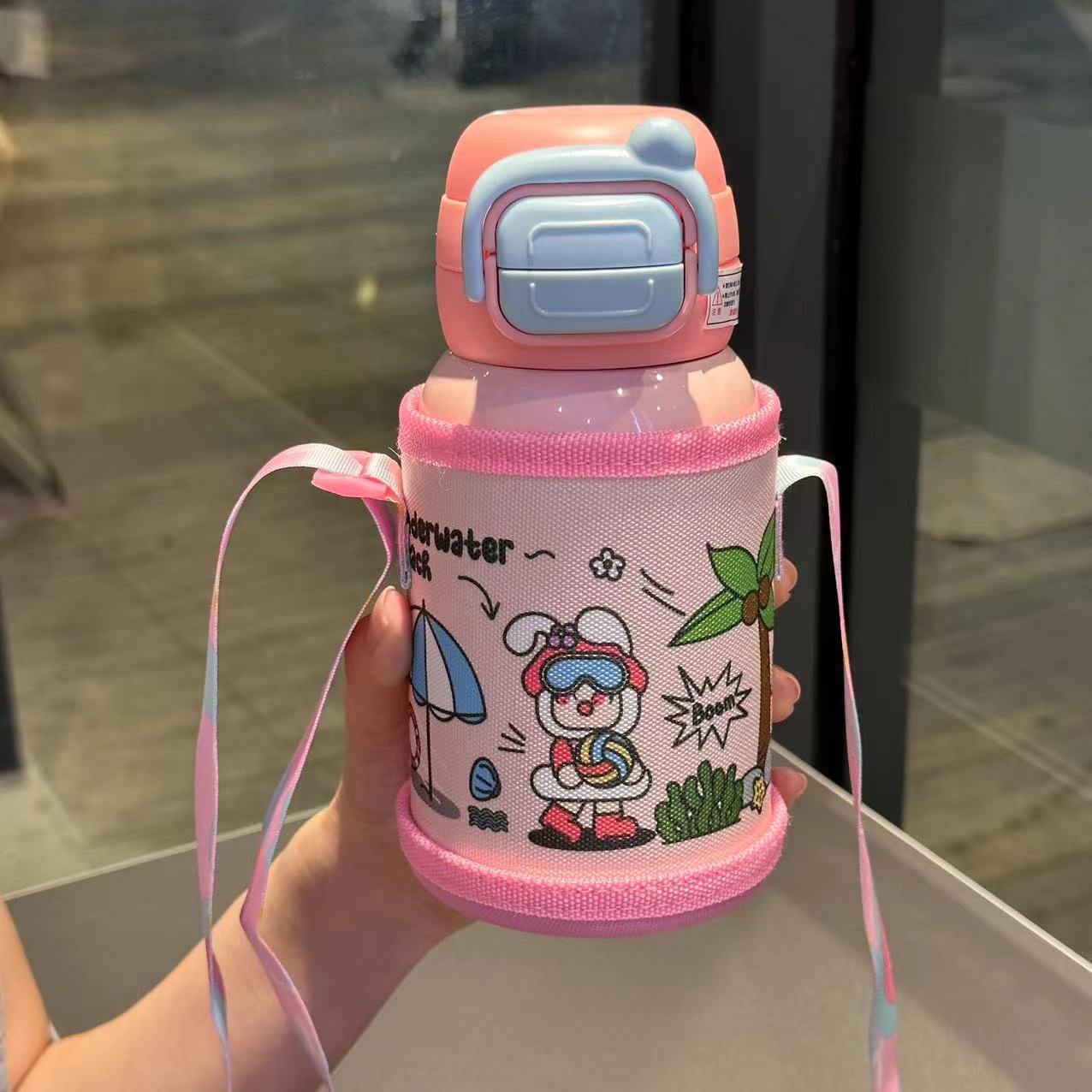 El nuevo termo de acero inoxidable 316 de gran capacidad de dibujos animados de doble bebida, los estudiantes van a la escuela linda taza portátil para el vientre grande