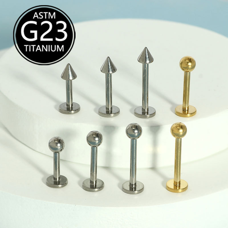 Pointed titanium steel lip stud product view