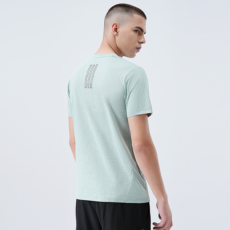 Camiseta de manga corta con cuello redondo para hombre, para comercio transfronterizo, para montañismo al aire libre, correr, que absorbe la humedad, de secado rápido, color sólido