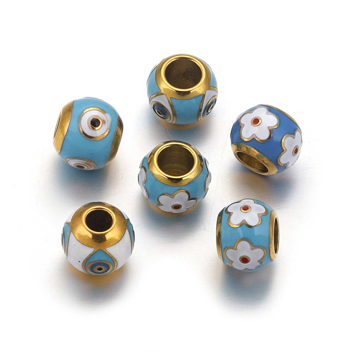 16g Weight Beads Jewelry Making Type 5 PCS/Package 10*8mm Hole 4~4.9mm 304 Stainless Steel Eye Flower DIY Jewelry Accessories Beads