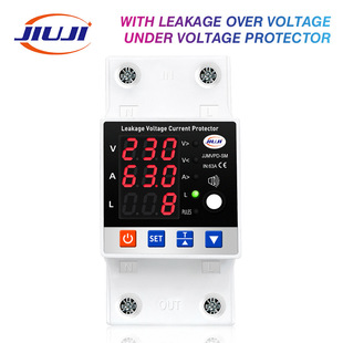 Leakage overload over undervoltage 220V Protector zero fire double break relay power electrical degree kWh display 63A