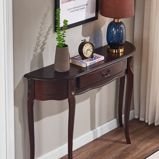 Solid Wood Entrance Cabinet American Light Luxury Semi-Circular Wall-Mounted Entrance Table European Style Entrance Table Partition Aisle Decorative Cabinet