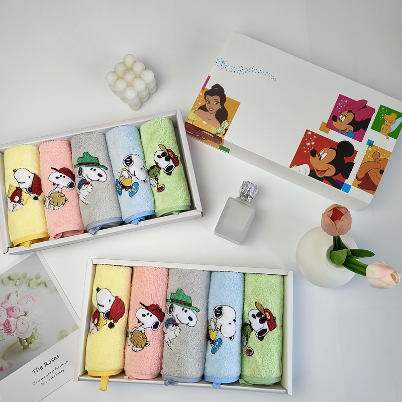 New Snoopy Square Towel for Children, Coral Fleece Absorbent Quick-Dry Baby Bath Towel