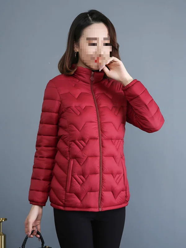 Ultra light winter short down jacket with down, increased thickness, for middle age