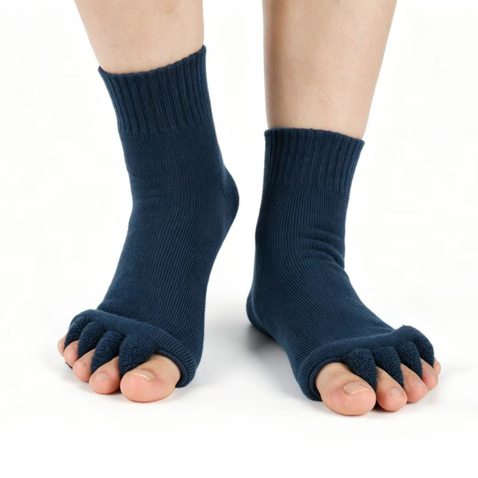 Calcetines del dedo del pie japoneses y coreanos calcetines del dedo del pie de la yoga del masaje DE LA SALUD calcetines del dedo del pie del algodón de acrílico suave de las mujeres calcetines abiertos del dedo del pie