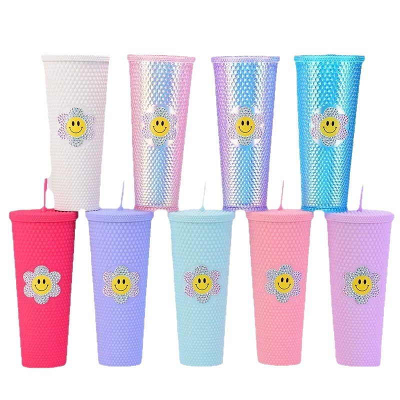 STAR ⭐️ 同じプラスチックカップ、ドリアンカップ、見栄えの良いストローカップ、紙箱付きウォーターカップ、ロゴ、カラフルな電気メッキ卸売|undefined
