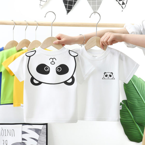 Children's Short-sleeved Summer New Baby Cotton Girls Cotton Boys T-shirt Clothes Combed Cotton Children's Wear Short-sleeved Top