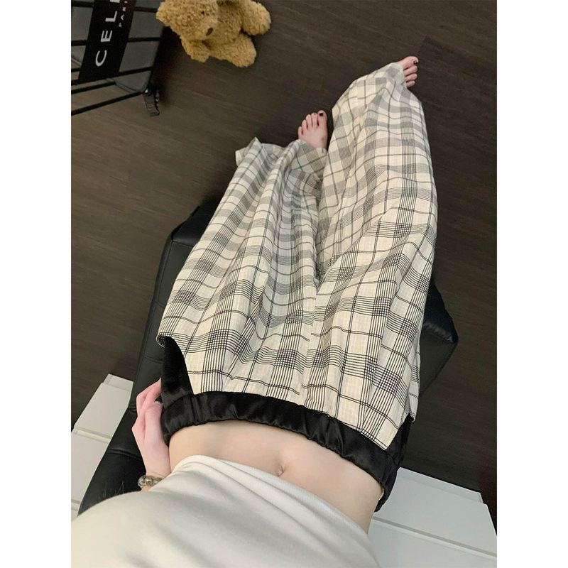 Retro Color-Block Plaid Wide-Leg Sleep Pants for Women, New Summer Style, Plus Size, Loose Casual Long Pants, Suitable for Outdoor Wear, Home Pants Retro Color-Block Plaid Wide-Leg Sleep Pants for Women, New Summer Style, Plus Size, Loose Casual Long Pants, Suitable for Outdoor Wear, Home Pants