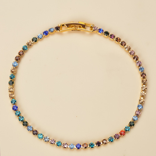 Korean Style Fashion Colorful Fine Diamond Bracelet for Women, Versatile and Personality Bracelet Manufacturer Wholesale