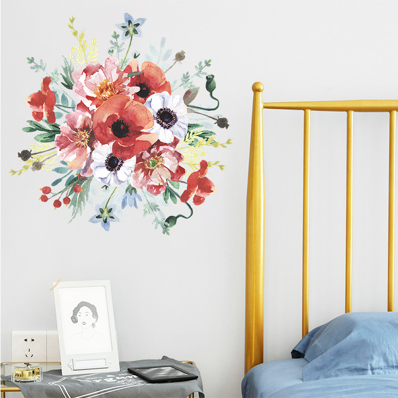 Retro Flower Bedroom Living Room Porch Wall Stickers display picture 5