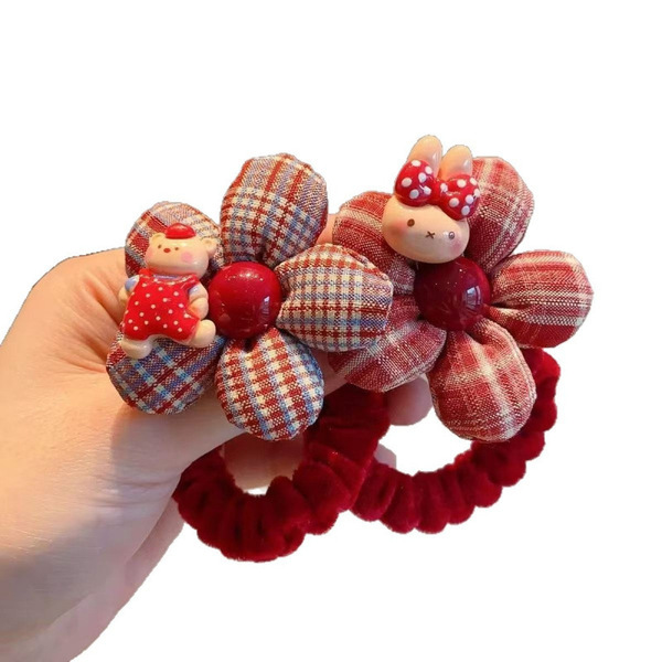 Red children's demi-season cartoon hair rope