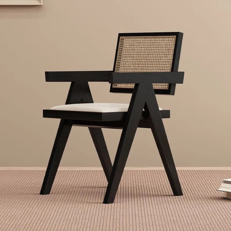 Candigar silla de madera sólida nórdica silla de caña red doméstica silla de respaldo de viento silencioso silla de comedor doméstica silla de té
