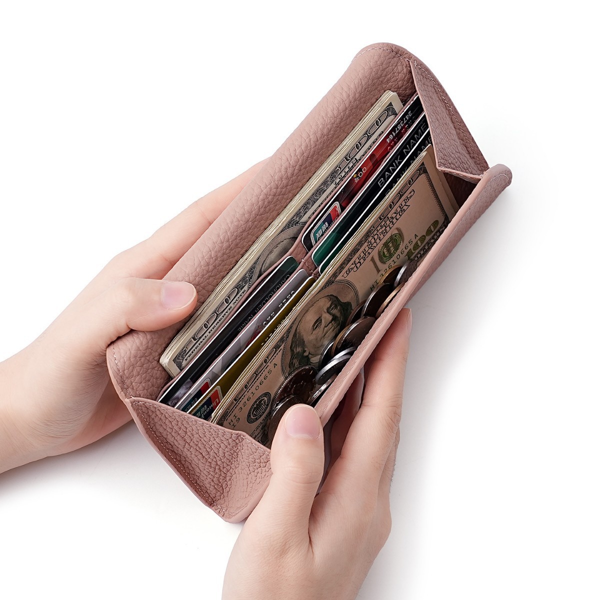 Women's Genuine Leather Long Wallet 2026 New Arrival Ultra-Thin Clutch Niche Design Elegant And High-End - Thumbnail 3