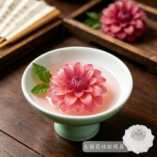 新款大丽花硅胶模具食品级易脱模果冻布丁慕斯蛋糕巧克力香薰蜡烛