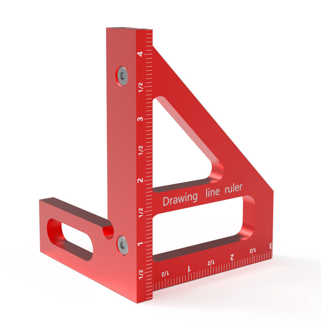 Regla de calibración de carpintería métrica-británica, ángulo recto, ángulo triangular, calibrador de ángulo, regla de aleación de aluminio