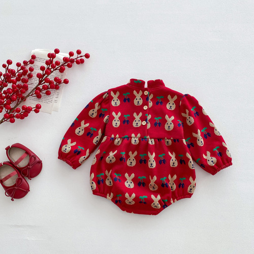 Baby clothes, spring and autumn clothes, baby one-month-old and 100-day-old dress jumpsuit, Chinese Tang suit cheongsam bag, cotton