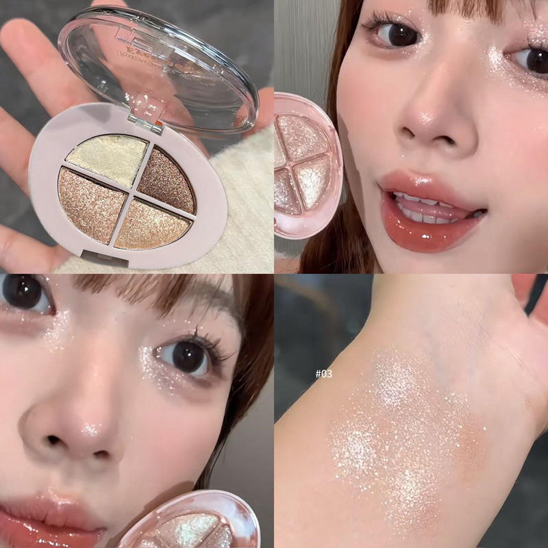 HERORANGE Sweet Gravity Eye Shadow Plate de cuatro colores, brillo de perla mate, brillo de alto brillo, sombras de ojos transfronterizas