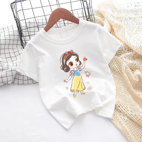 Children's Short Sleeve Pure Cotton 2024 New Summer Outfit Unisex T-Shirt Baby Fashion Pure White Base Shirt Children's Clothing