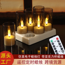 跨境热卖LED电子蜡烛灯仿真塑料子弹头节日装饰布置遥控定时蜡烛