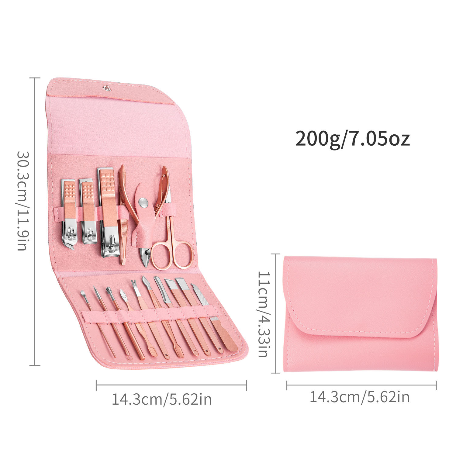 Matcha verde 16 unidades cortaúñas traje de acero inoxidable cortaúñas traje conjunto completo cortaúñas herramientas de uñas