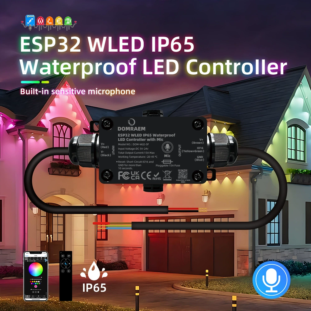 Контроллер светодиодной ленты WLED ESP32 с микрофоном, доступный по адресу, адресуемый SPI LED контроллер phantom