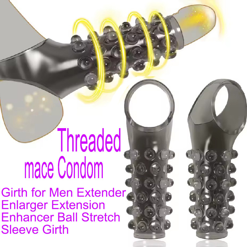 Textured TPE Penis Sleeve Condom with Studded Surface and Foreskin Blocker Design — detail image 6