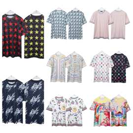 跨境潮牌25夏季新款230克双纱满匹数码印花男女同款休闲百搭T恤