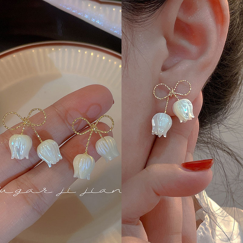 Bowknot tulip earrings for Women summer 2023 new trendy elegant earrings niche design high-grade earrings Bowknot tulip earrings for Women summer 2023 new trendy elegant earrings niche design high-grade earrings
