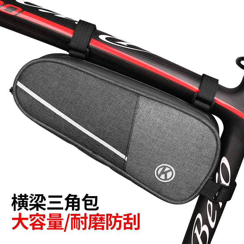 Bicicleta de montaña equipo de ciclismo lienzo alargado tubo de viga paquete de gran capacidad triángulo paquete de herramientas bolsa de bicicleta