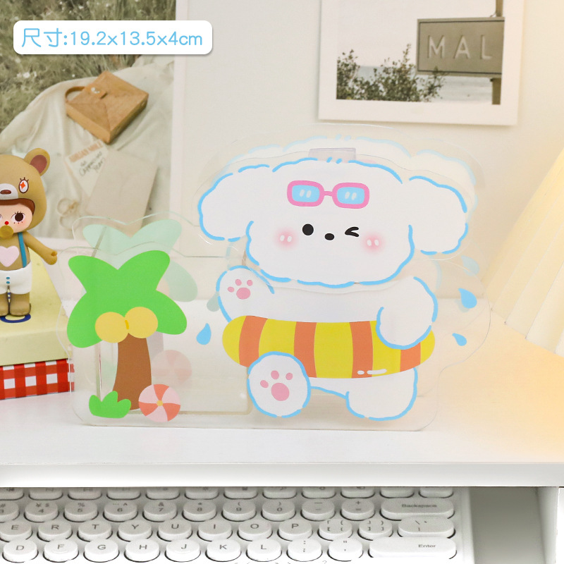 Titular de la pluma de acrílico transparente estudiante de secundaria caja de papelería de almacenamiento sacudiendo la cabeza swing caja de lápiz colgante papelería creativa al por mayor