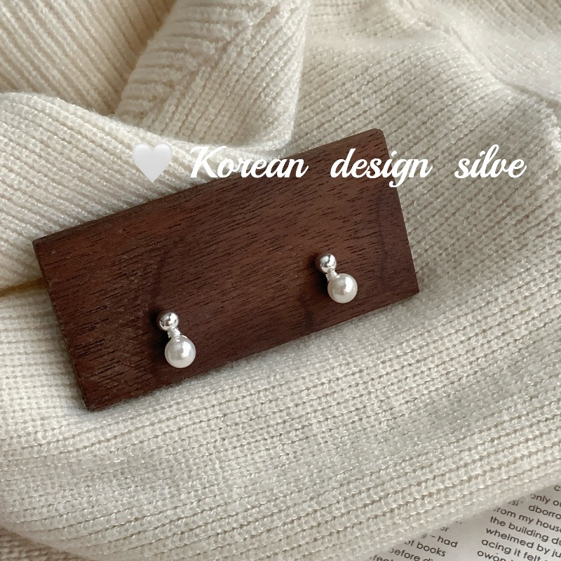 日韓系ins風小眾簡約設計耳飾 S925純銀小巧雙珠耳釘百搭高級感女