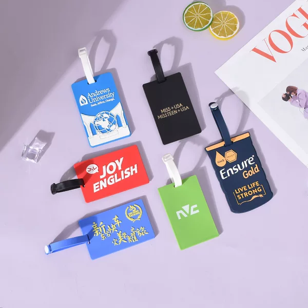 Universal Pvc Silicone Luggage Tag Travel Boarding Bus Card Holder Tag Luggage Suitcase Anti-Lost Tag Custom-Made