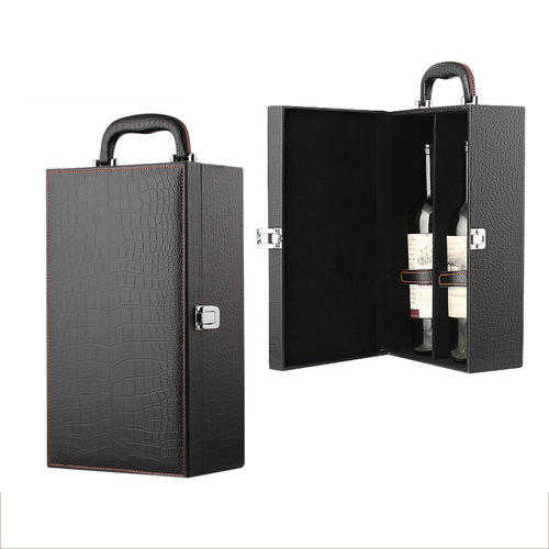 Bordeaux wine box manufacturer, two-packs of high-end red wine leather box, universal wine packaging box, red wine gift box