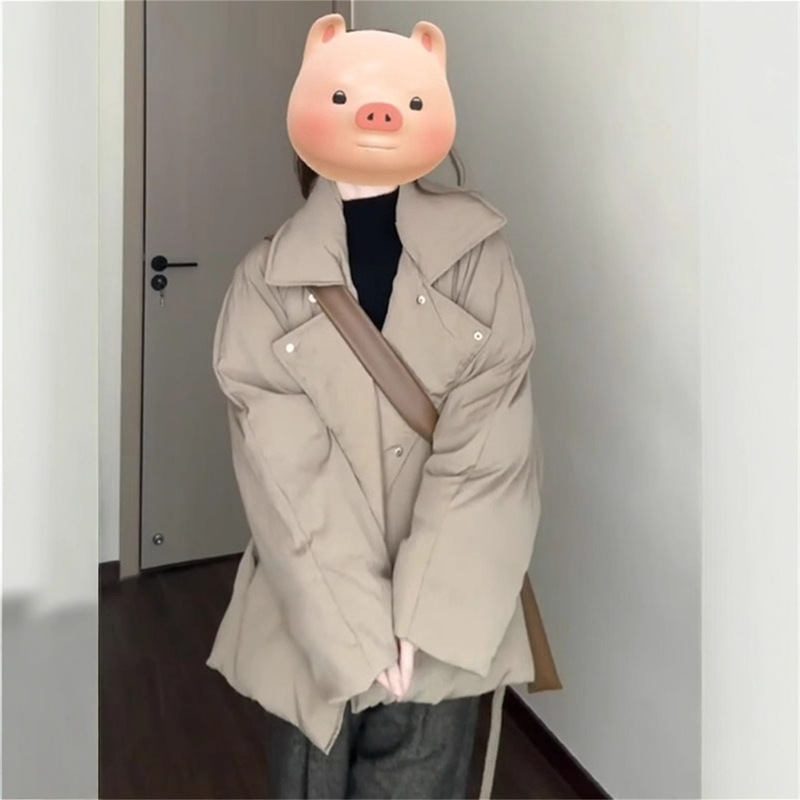 90 White Duck down Lace-Up High-End down Jacket for Women 2025 Winter Design Small and Unique Western Style Cotton Jacket