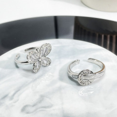 簡約白色蝴蝶滴釉開口戒指女潮ins小眾設計輕奢百搭氣質個性指環