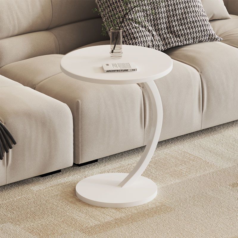 [두꺼운 라운드 사이드 테이블] 하이 쿨 화이트 + 화이트 곡선 프레임