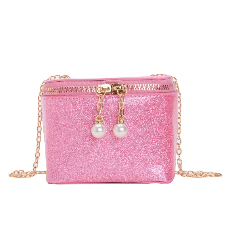 Bolso de hombro para niños y niñas con lentejuelas de estilo coreano, mini cadena de color sólido simple, bolso de mensajero para niños, nuevo bolso de caja para niños