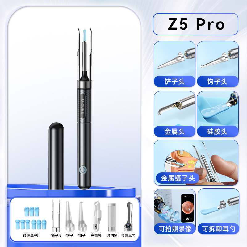 conectar el teléfono móvil pinzas visuales inalámbricas cucharas para niños adultos endoscopia universal ultra clara con lámpara cucharas para excavar oídos