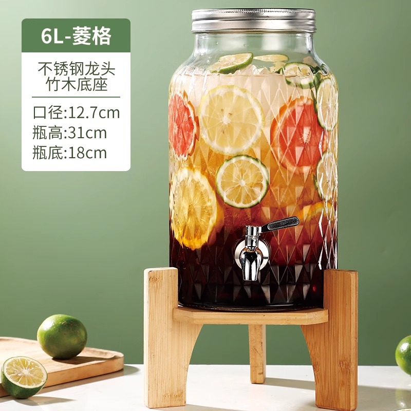 En nombre del barril de Cola, barril de bebida de cerveza, barril de vino de barman, barril de té de frutas con grifo, barril de jugo, contenedor, botella de vidrio