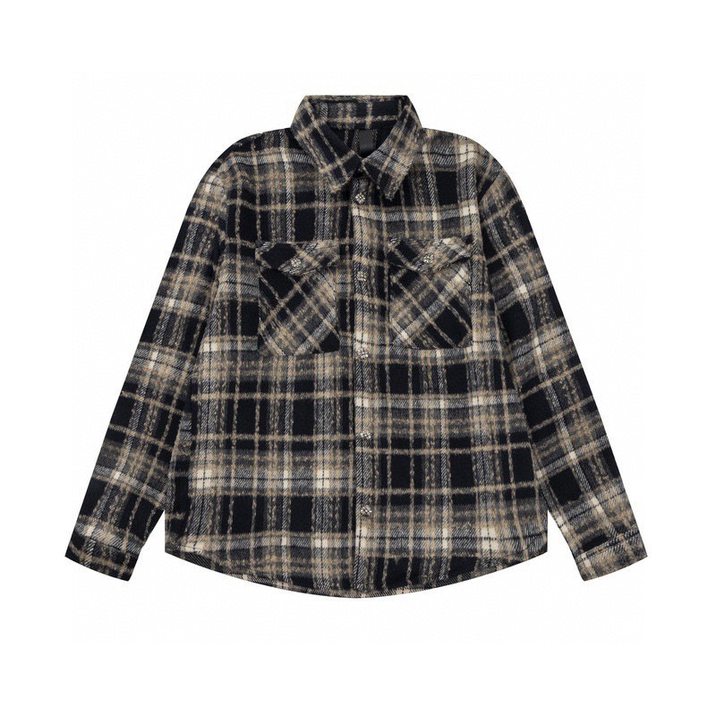 Unbranded Flannel Jacket Plaid Black Brown