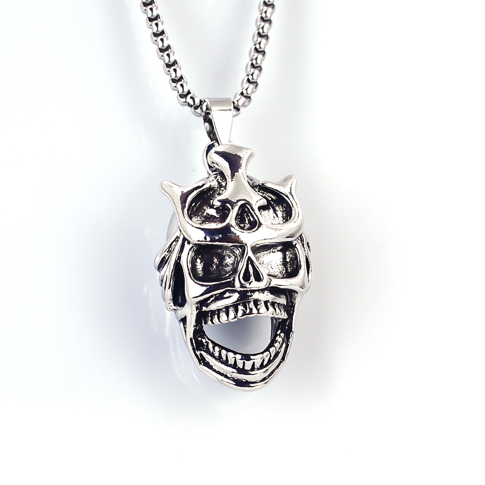 新款欧美长款嘻哈项链 wish热卖邪恶骷髅头非主流男士项链批发