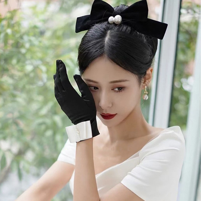 Simple Style Style Women's Simple Style Solid Color Satin Gloves 1 Pair
