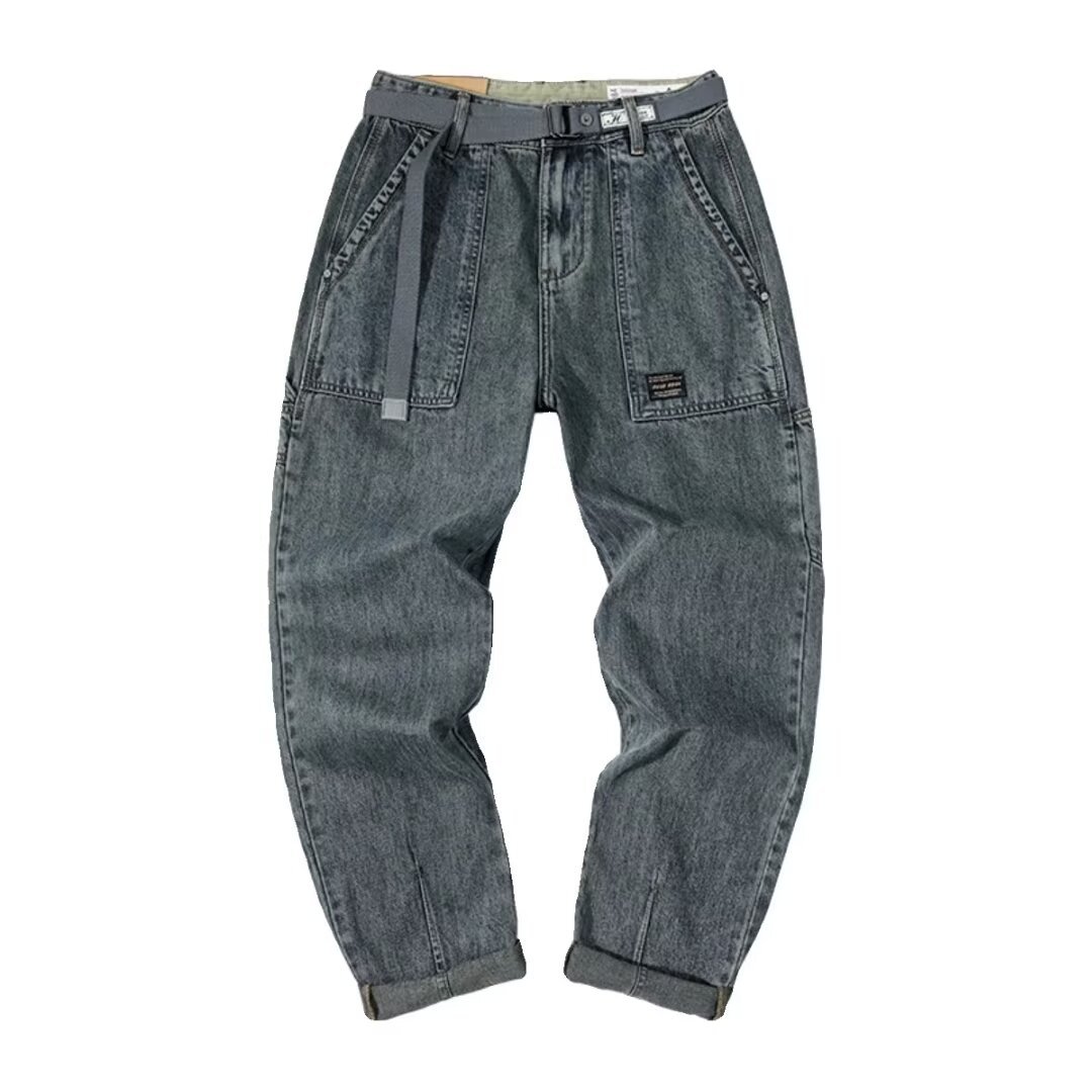 Estilo de Hong Kong hombres de moda verano nuevo estilo 2024 personalidad alfabeto jeans hip-hop ins marea calle alta tendencia pantalones guapos