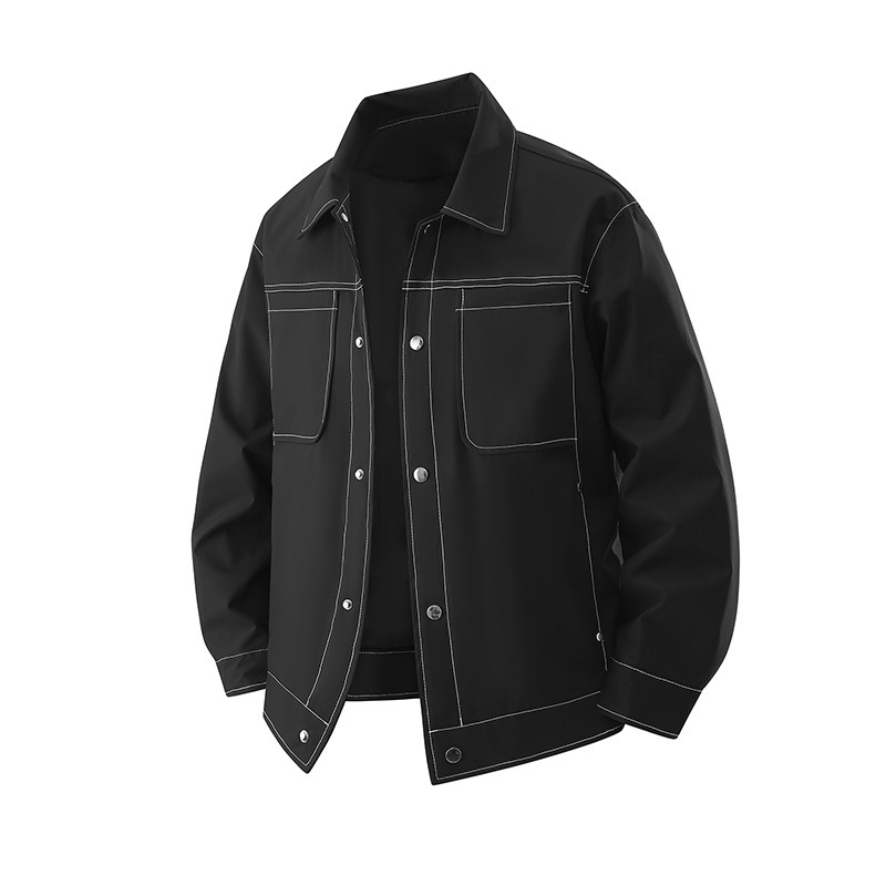 L-8Xl New Plus Size Men's Pu Leather Workwear Jacket with Shirt Collar, Stand Collar Motorcycle Jacket
