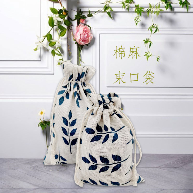 印花棉麻布束口袋糖果文玩禮品包裝袋抽繩小布袋驅蚊香包空袋